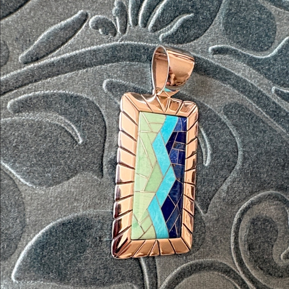 NWOT Carolyn Pollack of Sincerely Southwest-Silver/Turquoise/BlueLapis Pendant - Picture 9 of 13